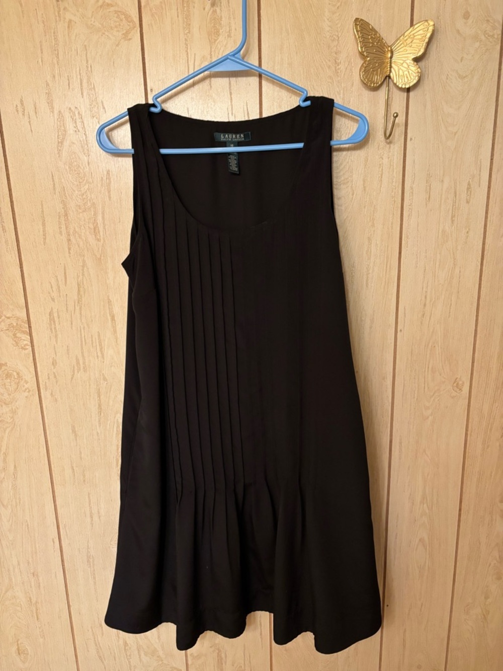Lauren Ralph Lauren Black Pleated Midi Dress
